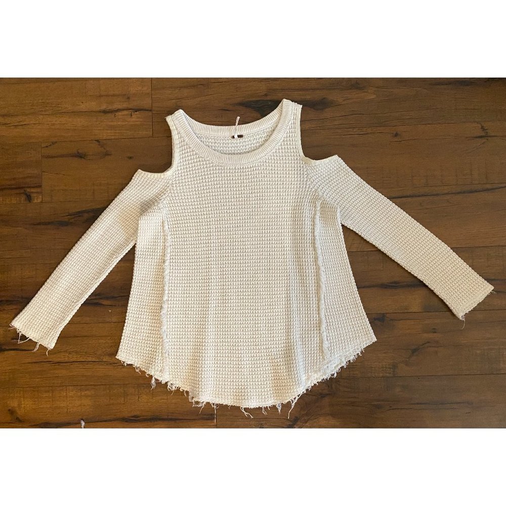 Free People Cold Shoulder Knit Sweater Oatmeal XS